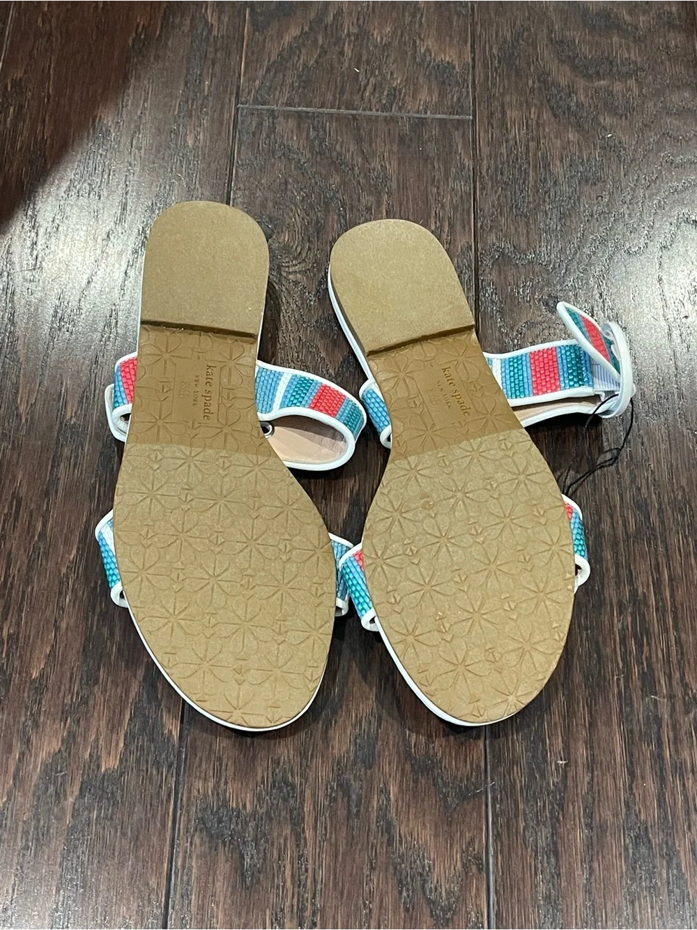 Kate Spade Women Multi Color Double Strap Sandals Marine Size 8.5B